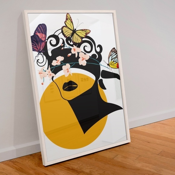 Modern Wall Art Print Butterfly Girl Unframed - Picture 5 of 12